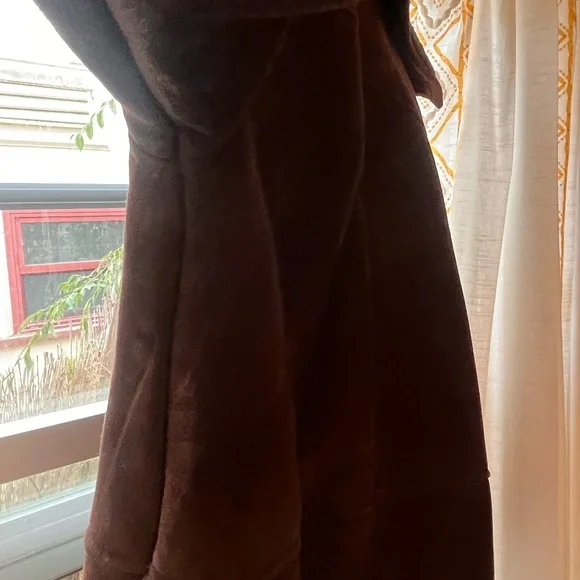 Polo Ralph Lauren Shearling Coat VTG 1987 Suede Leather Dark Brown Medium - Picture 7 of 15